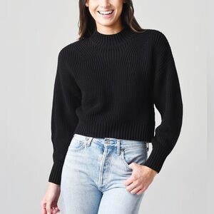 525 America Black 100% Cotton Knit Waist Length Sweater - Women’s XS